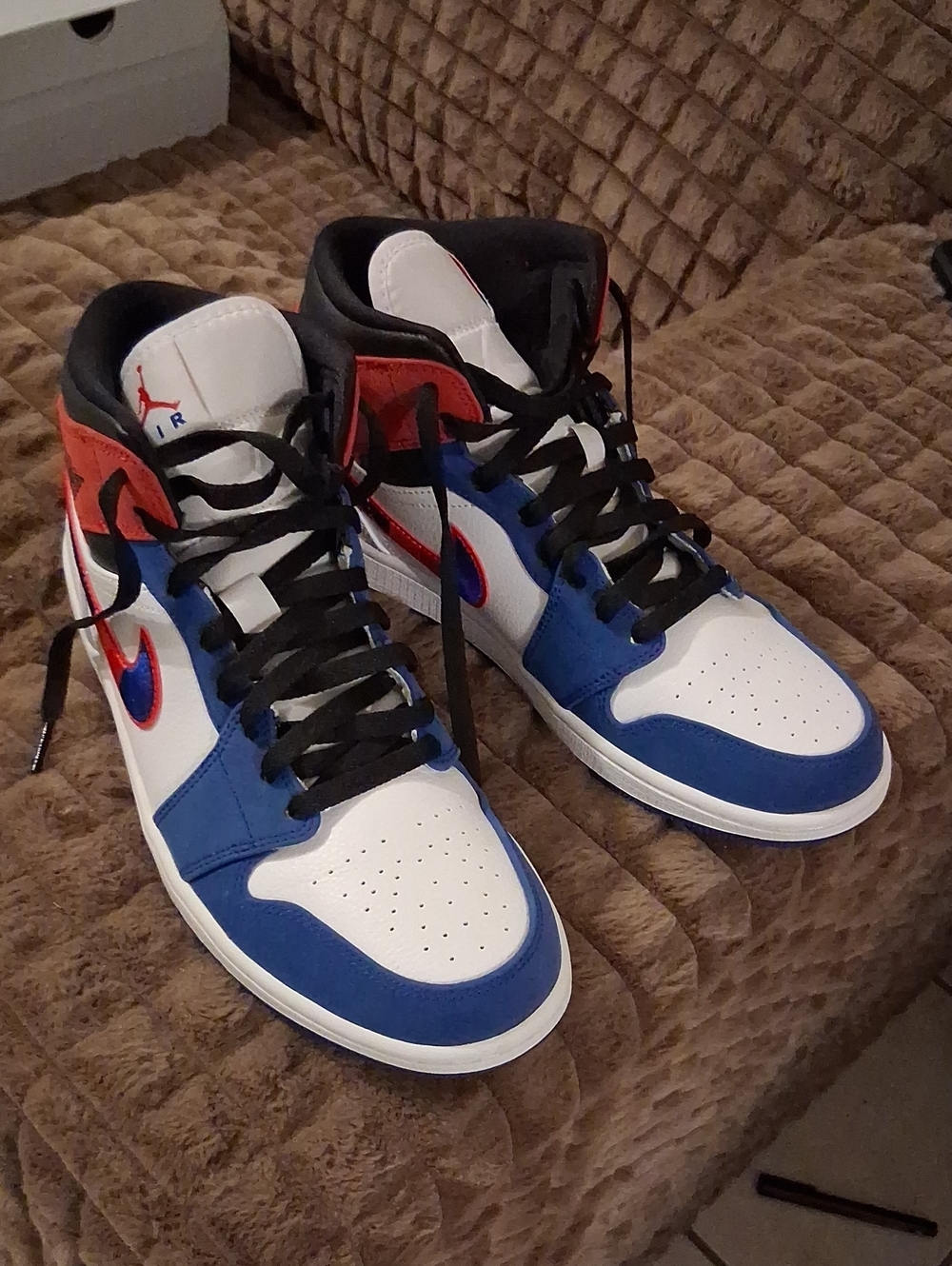 Jordan Men's High-Top Sneakers - White / Blue / Red